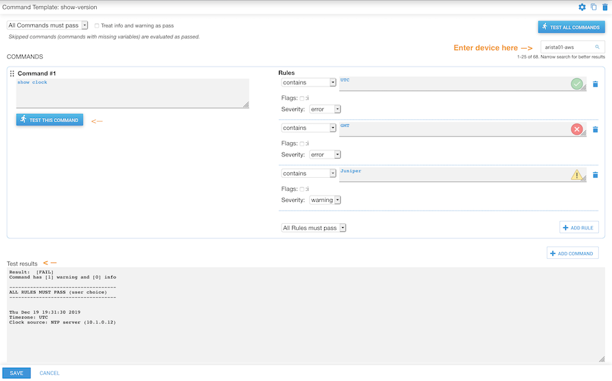 Command Template Designer Page