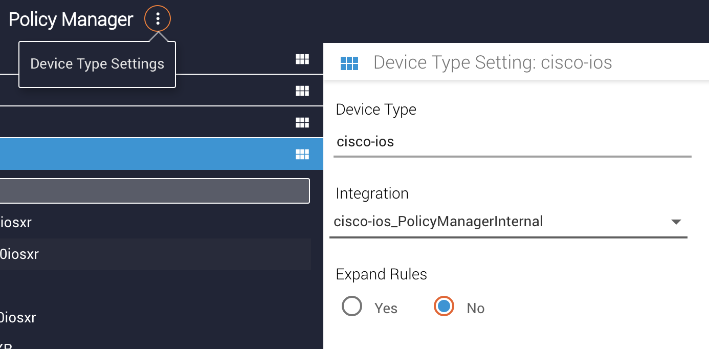 Device Type Settings
