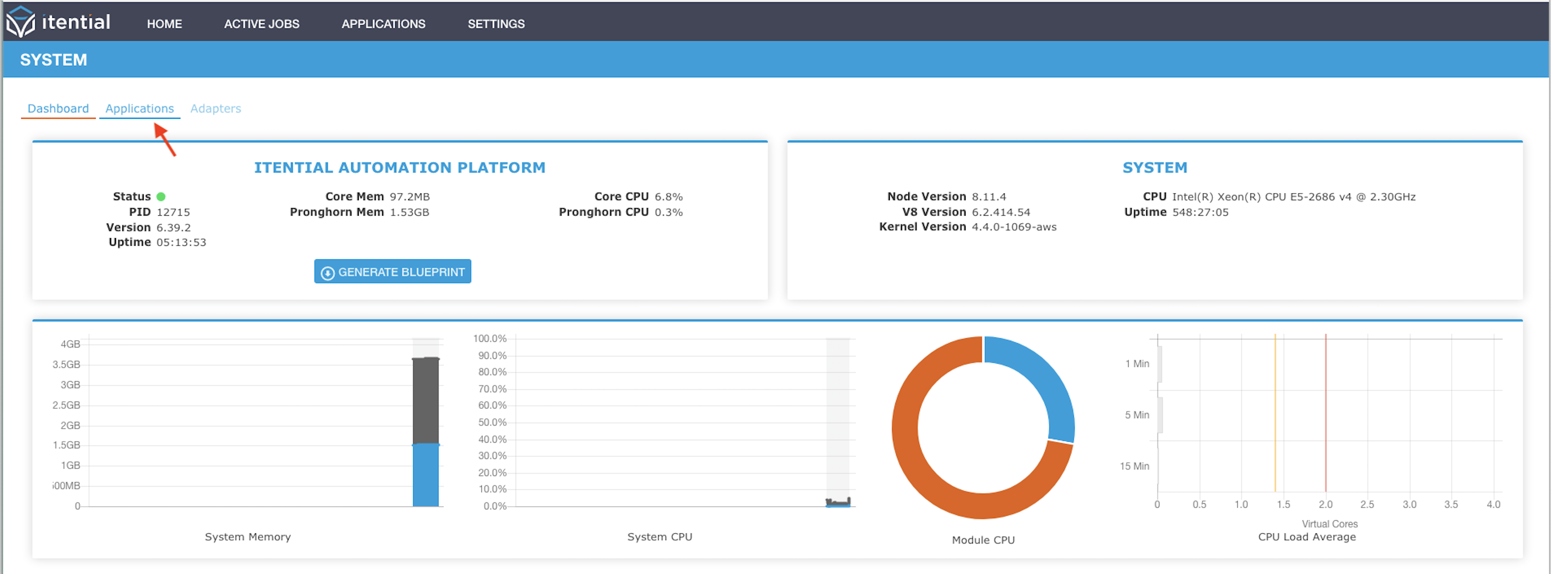Applications Tab