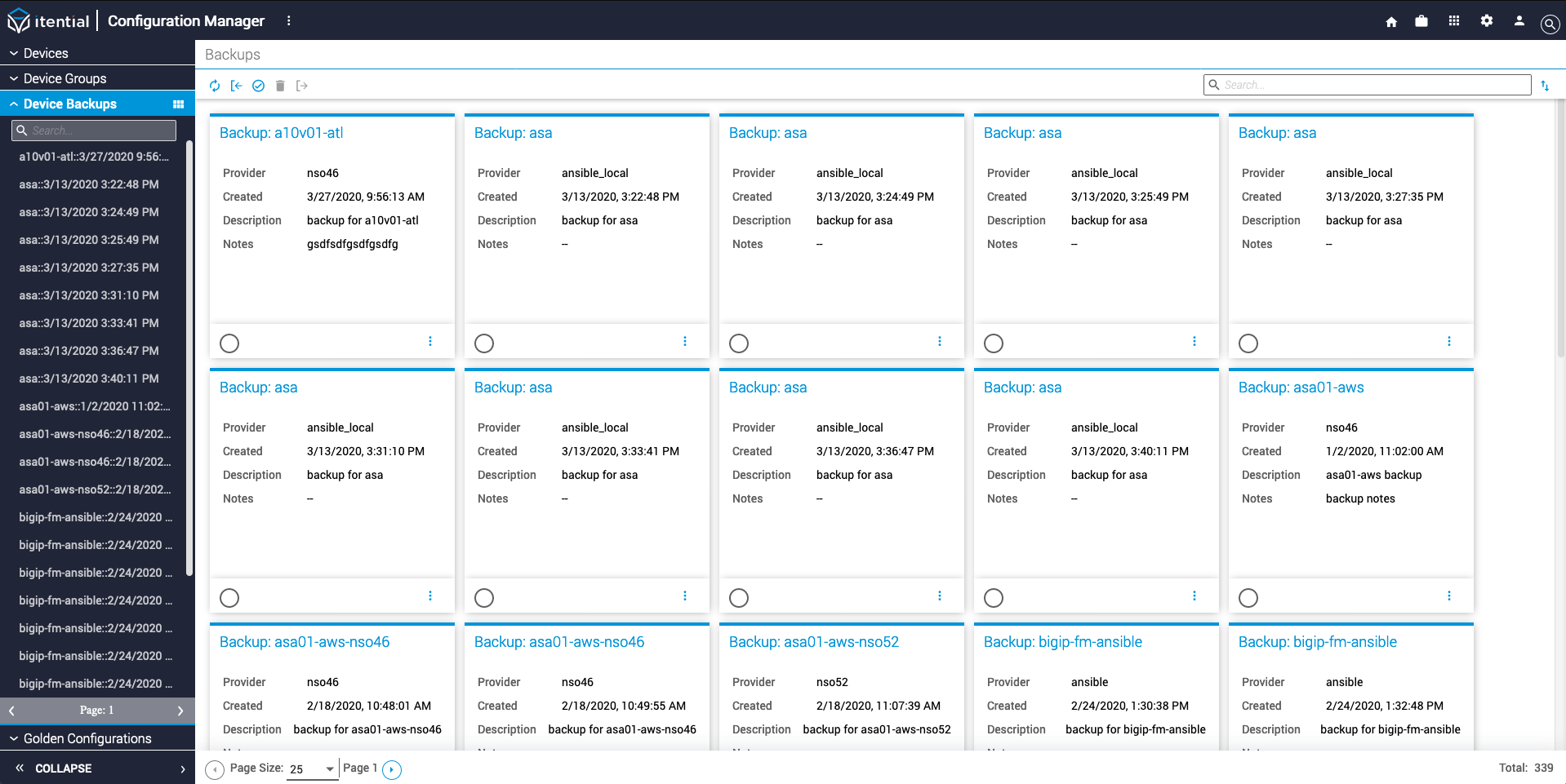 Device Backups View