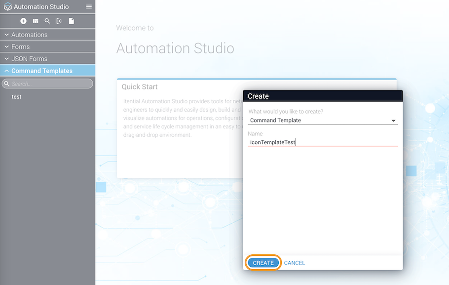 Create Template dialog