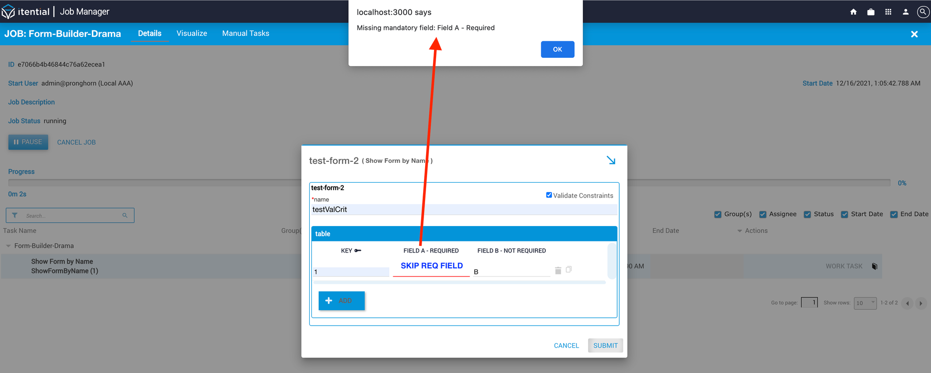 Missing Required Field